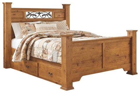 Signature Design by Ashley Bittersweet Queen Poster Bed with 2 Storage Drawers
