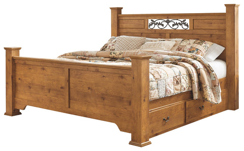 Signature Design by Ashley Bittersweet King Poster Bed with 2 Storage Drawers
