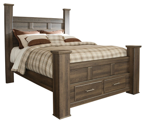 Signature Design by Ashley Juararo Queen Poster Bed with 2 Storage Drawers