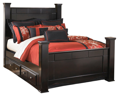 Signature Design by Ashley Shay Queen Poster Bed with 2 Storage Drawers