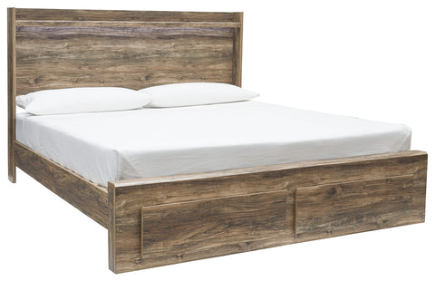 Signature Design by Ashley Rusthaven King Panel Bed with 2 Storage Drawers