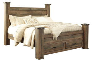 Signature Design by Ashley Trinell King Poster Bed with 2 Storage Drawers