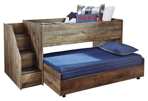 Signature Design by Ashley Trinell Twin Loft Bed with Pull-out Caster Bed