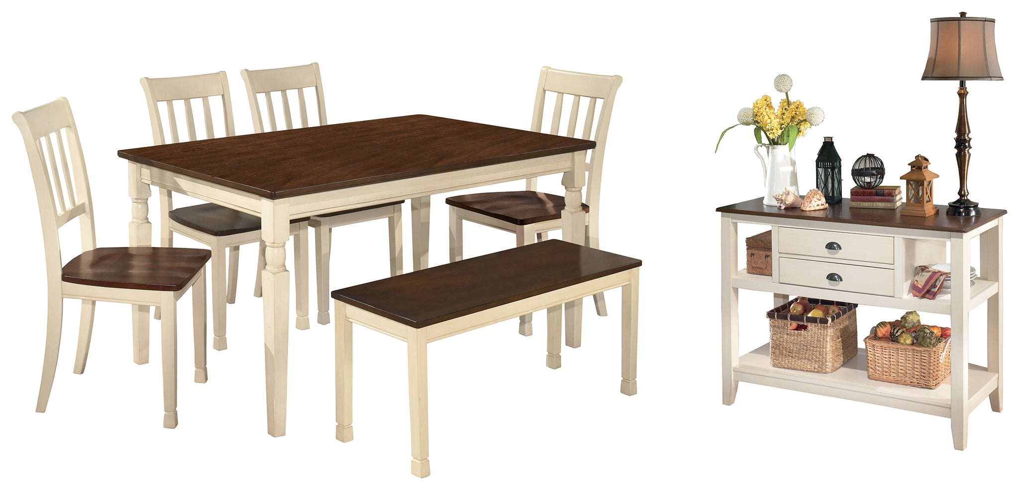 Whitesburg Signature Design 7-Piece Dining Room Set with Dining Room Bench