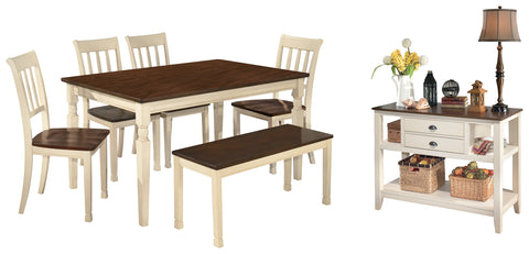 Whitesburg Signature Design 7-Piece Dining Room Set with Dining Room Bench